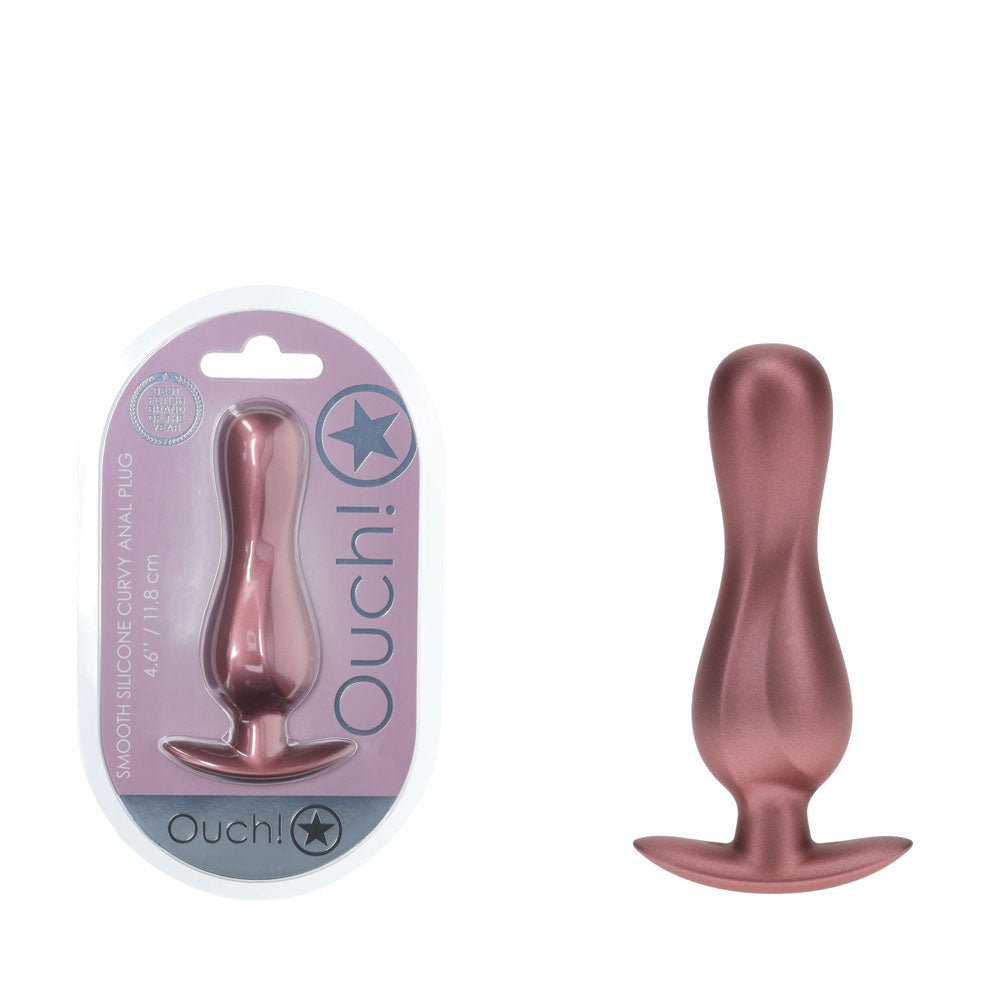 OUCH! Curvy Anal Plug - Rose Gold - Rose Gold 11.7 cm Butt Plug – Sex toys NZ by Naughtyhut. Discreet delivery nationwide.