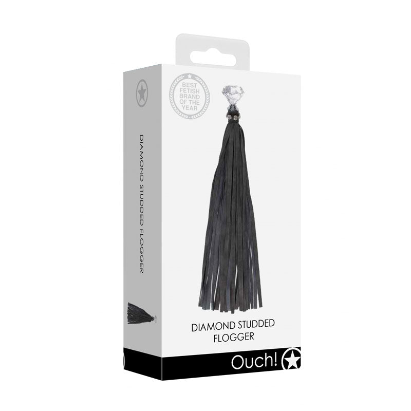 Buy OUCH! Diamond Studded Whip - Black Whip – Naughtyhut NZ sex toys online. Discreet delivery & top brands.