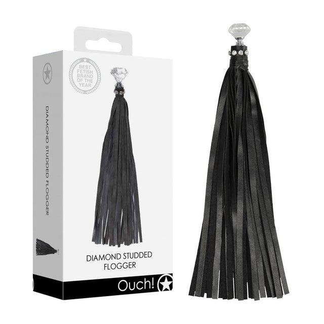 Buy OUCH! Diamond Studded Whip - Black Whip – Naughtyhut NZ sex toys online. Discreet delivery & top brands.