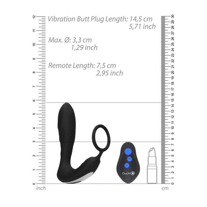 OUCH! E - stim & Vibrating Butt Plug Cock Ring - Black USB Rechargeable Vibrating Butt Plug & Cock Ring with e - Stim – Sex toys NZ by Naughtyhut. Discreet delivery nationwide.