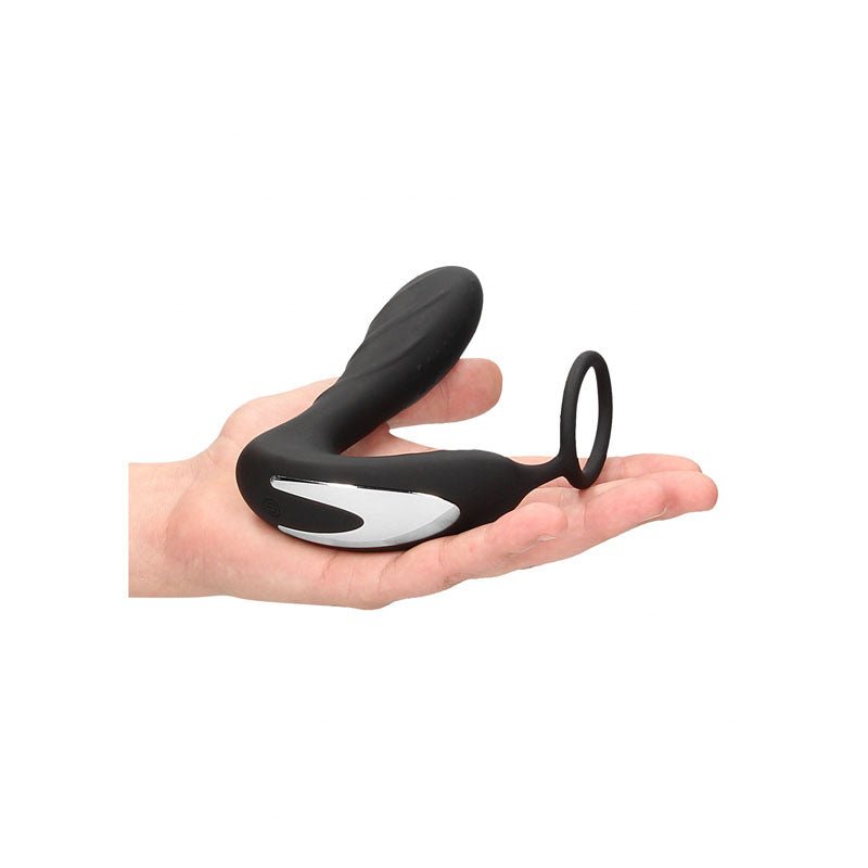 OUCH! E - stim & Vibrating Butt Plug Cock Ring - Black USB Rechargeable Vibrating Butt Plug & Cock Ring with e - Stim – Sex toys NZ by Naughtyhut. Discreet delivery nationwide.