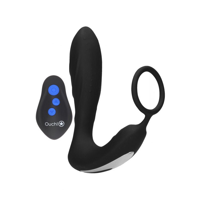 OUCH! E - stim & Vibrating Butt Plug Cock Ring - Black USB Rechargeable Vibrating Butt Plug & Cock Ring with e - Stim – Sex toys NZ by Naughtyhut. Discreet delivery nationwide.