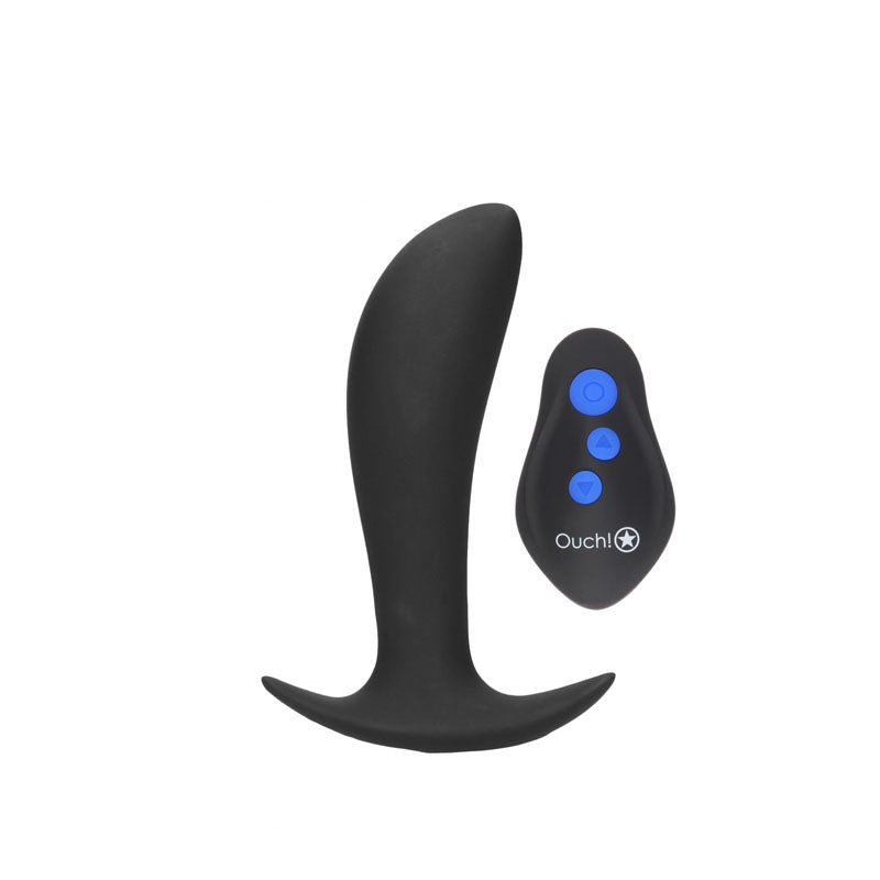 Buy OUCH! e - Stim & Vibrating Butt Plug with Wireless Remote - Black 12.3 cm USB Rechargeable Vibrating Butt Plug with e - Stim – Naughtyhut NZ sex toys online. Discreet delivery & top brands.