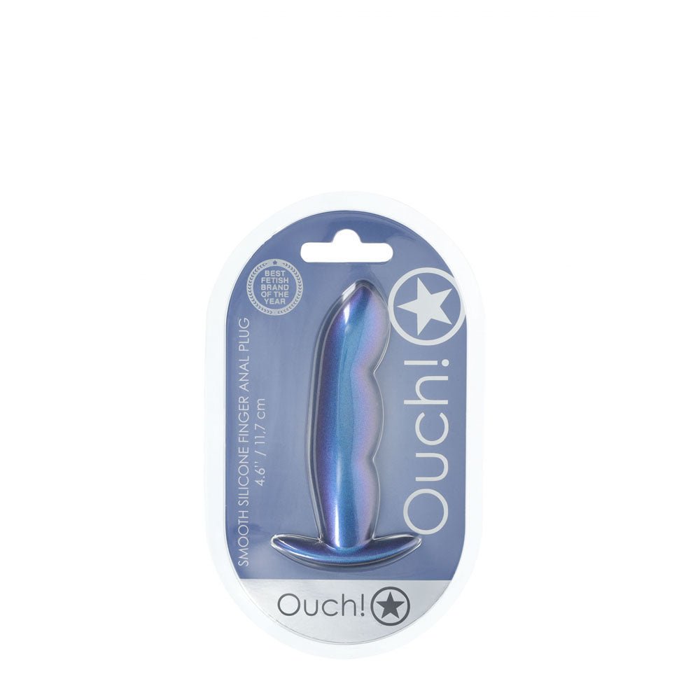 Buy OUCH! Finger Anal Plug - Metallic Blue - Metallic Blue 11.7 cm Butt Plug – Naughtyhut NZ sex toys online. Discreet delivery & top brands.
