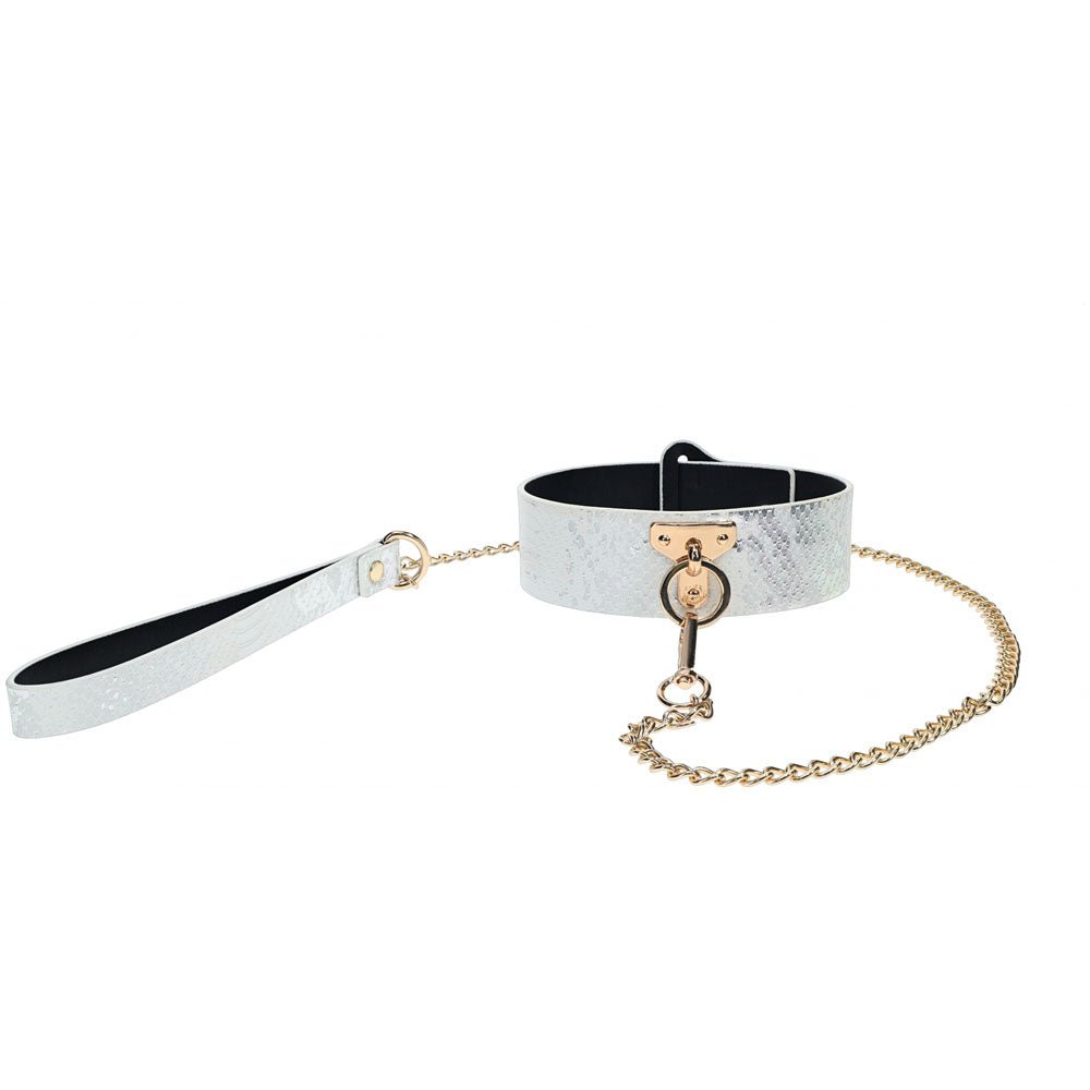 Buy OUCH! Florence Collection - Collar with Leash - White Restraint – Naughtyhut NZ sex toys online. Discreet delivery & top brands.
