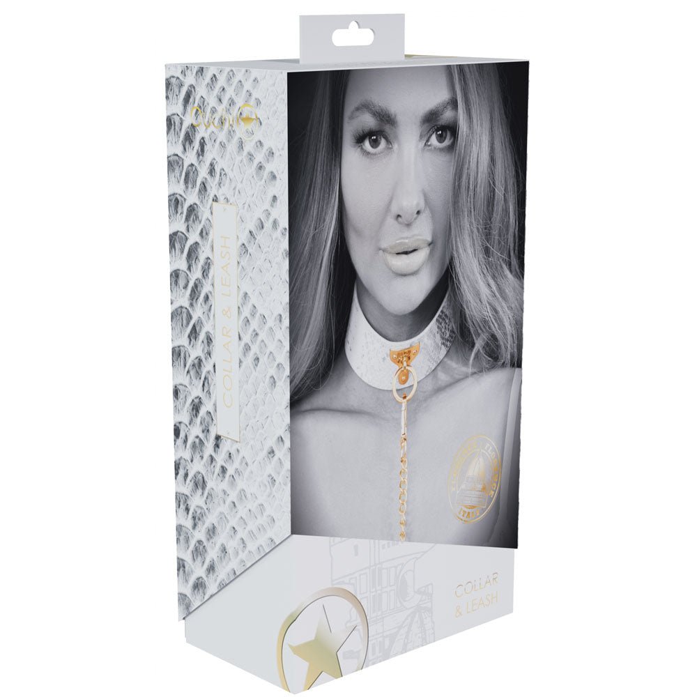 Buy OUCH! Florence Collection - Collar with Leash - White Restraint – Naughtyhut NZ sex toys online. Discreet delivery & top brands.