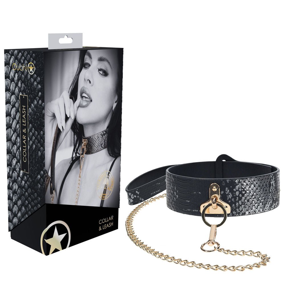 OUCH! Florence Collection - Collar with Leash - Black Restraint – Sex toys NZ by Naughtyhut. Discreet delivery nationwide.