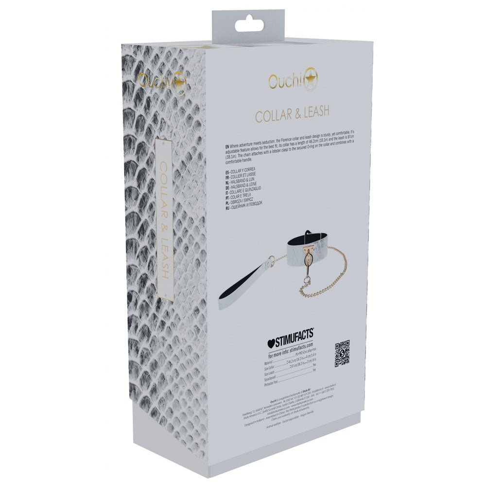 Buy OUCH! Florence Collection - Collar with Leash - White Restraint – Naughtyhut NZ sex toys online. Discreet delivery & top brands.