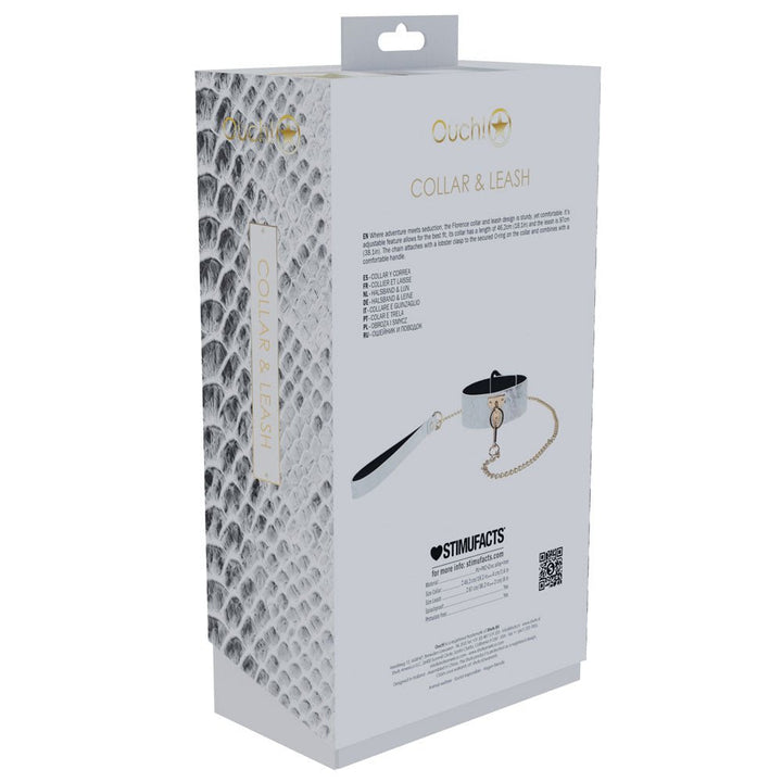 OUCH! Florence Collection - Collar with Leash - White Restraint – Sex toys NZ by Naughtyhut. Discreet delivery nationwide.