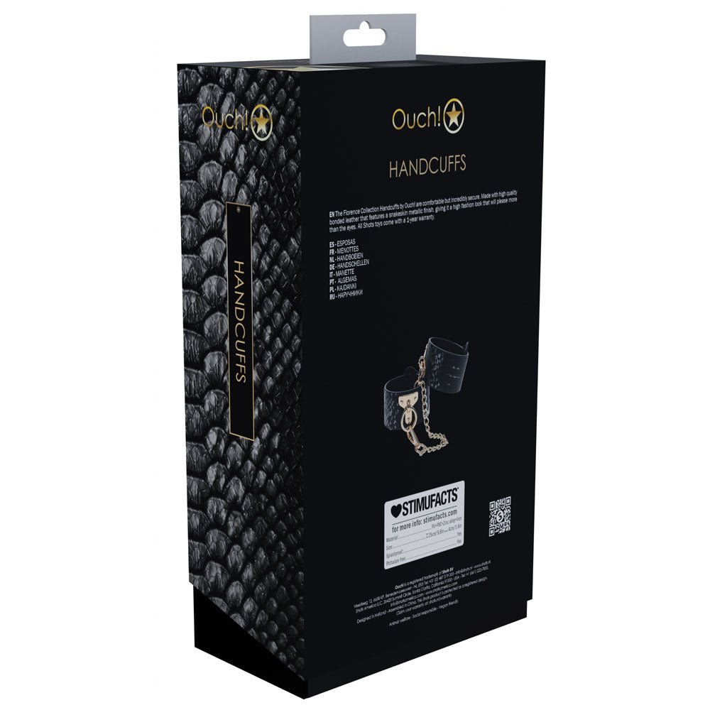 Buy OUCH! Florence Collection - Handcuffs - Black Restraints – Naughtyhut NZ sex toys online. Discreet delivery & top brands.