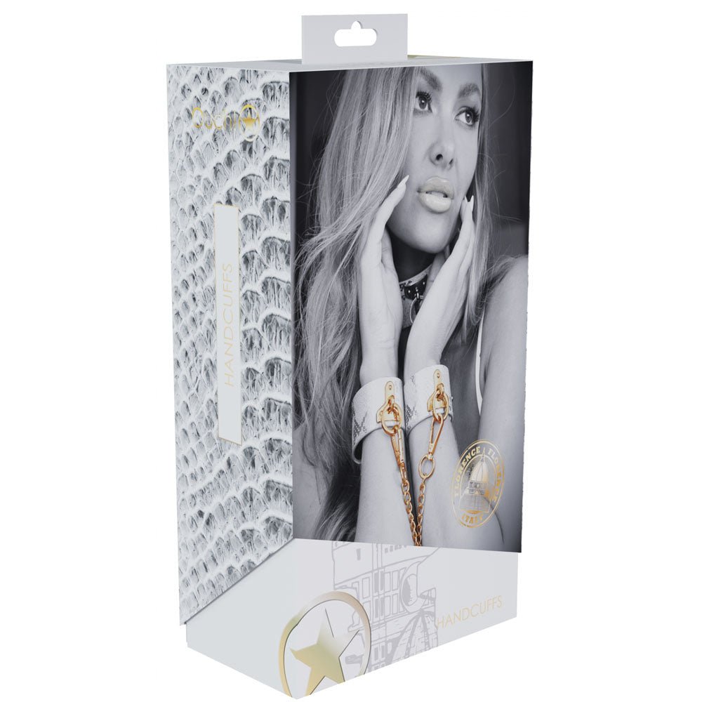 Buy OUCH! Florence Collection - Handcuffs - White Restraints – Naughtyhut NZ sex toys online. Discreet delivery & top brands.