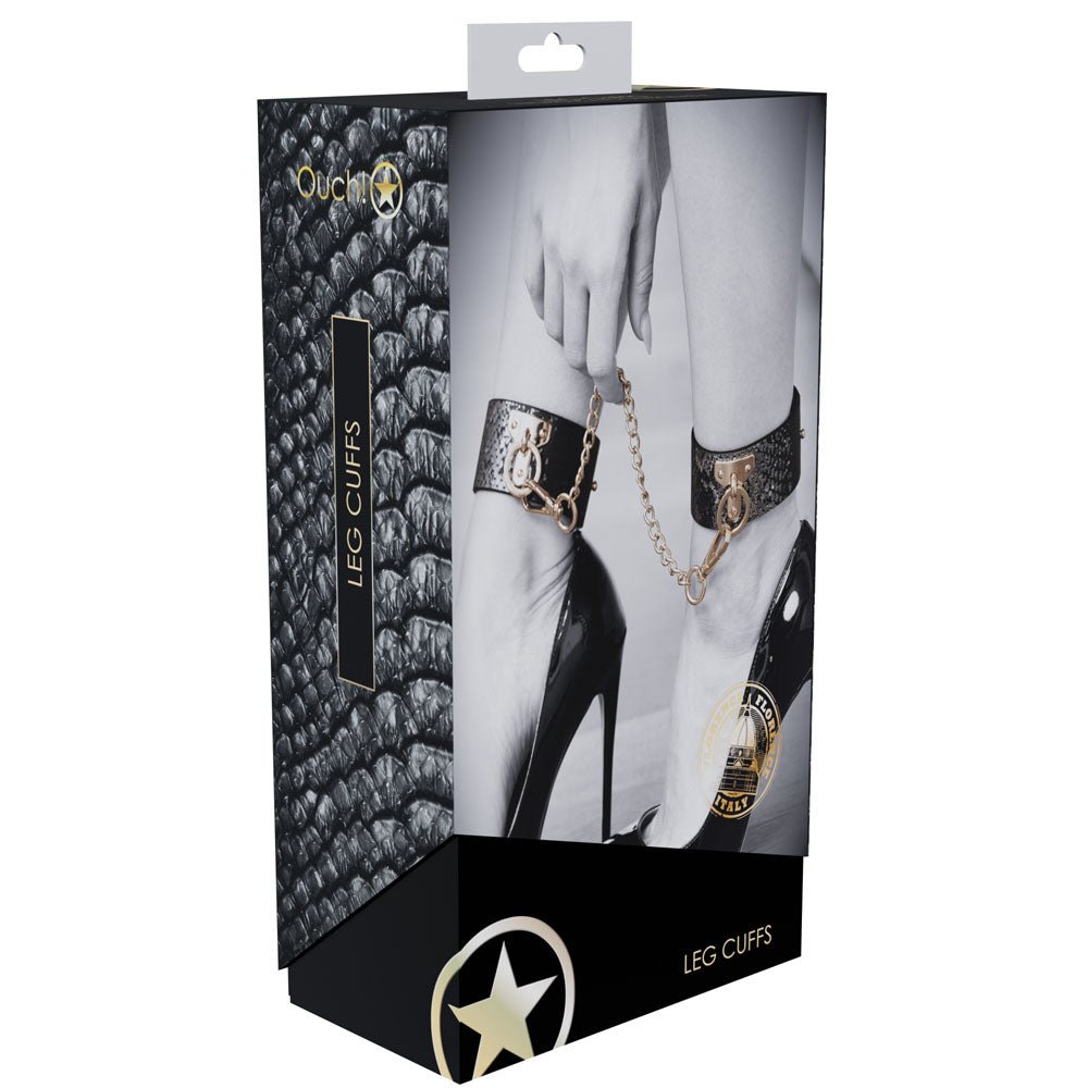 Buy OUCH! Florence Collection - Leg Cuffs - Black Restraints – Naughtyhut NZ sex toys online. Discreet delivery & top brands.