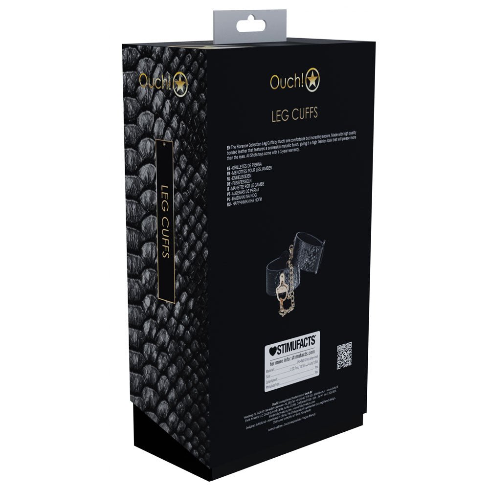 Buy OUCH! Florence Collection - Leg Cuffs - Black Restraints – Naughtyhut NZ sex toys online. Discreet delivery & top brands.
