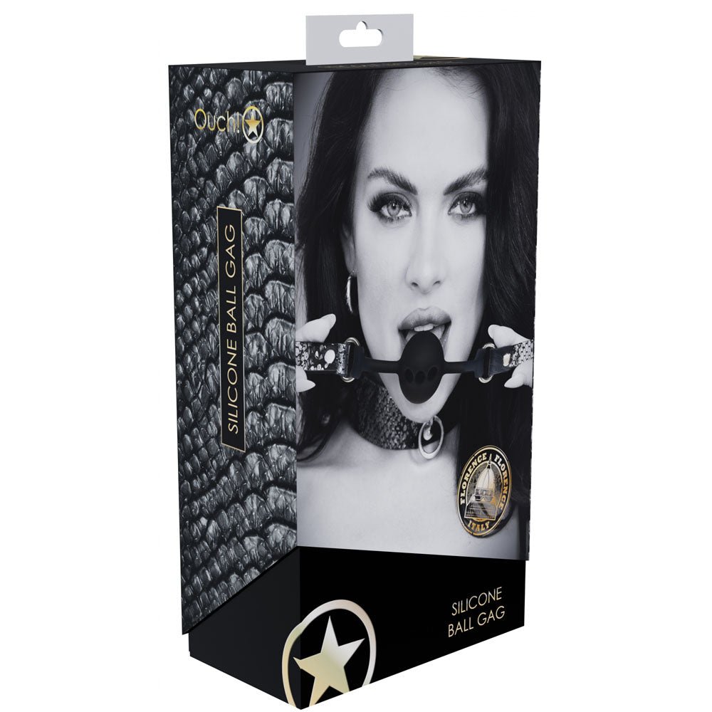 OUCH! Florence Collection - Silicone Ball Gag - Black Breathable Mouth Restraint – Sex toys NZ by Naughtyhut. Discreet delivery nationwide.