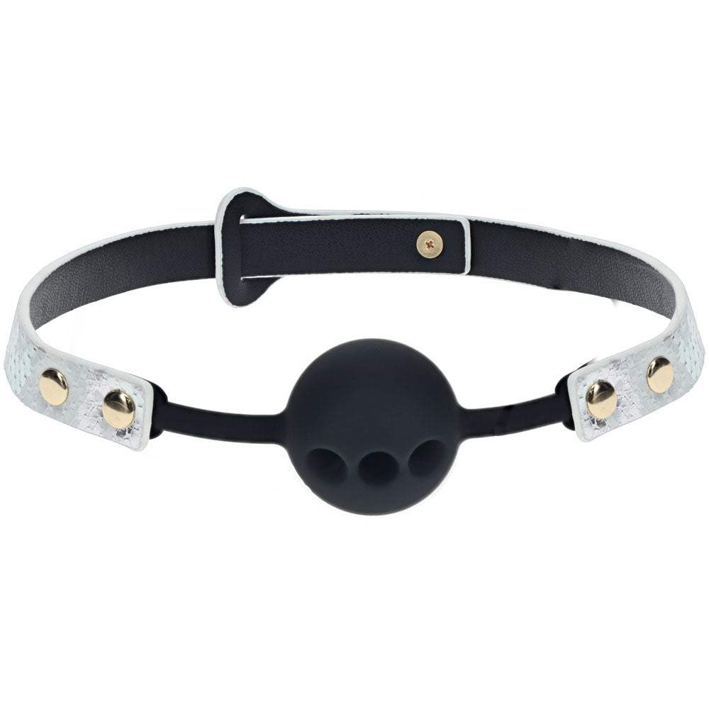 Buy OUCH! Florence Collection - Silicone Ball Gag - White Breathable Mouth Restraint – Naughtyhut NZ sex toys online. Discreet delivery & top brands.