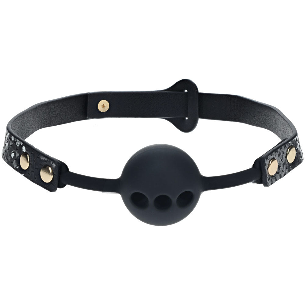 Buy OUCH! Florence Collection - Silicone Ball Gag - Black Breathable Mouth Restraint – Naughtyhut NZ sex toys online. Discreet delivery & top brands.