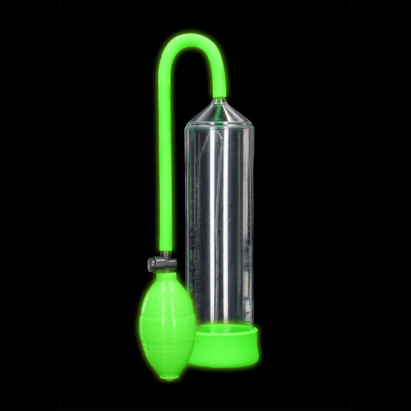 OUCH! Glow In The Dark Classic Penis Pump - Clear/Green Penis Pump – Sex toys NZ by Naughtyhut. Discreet delivery nationwide.