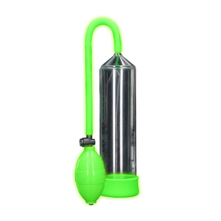 OUCH! Glow In The Dark Classic Penis Pump - Clear/Green Penis Pump – Sex toys NZ by Naughtyhut. Discreet delivery nationwide.