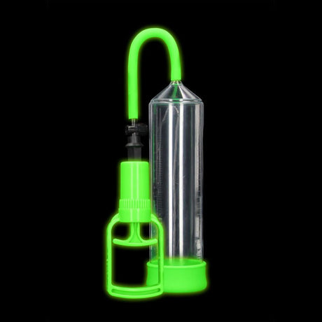 Buy OUCH! Glow In The Dark Comfort Beginner Pump - Clear/Glow Penis Pump – Naughtyhut NZ sex toys online. Discreet delivery & top brands.