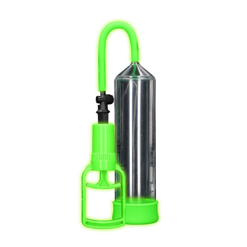 Buy OUCH! Glow In The Dark Comfort Beginner Pump - Clear/Glow Penis Pump – Naughtyhut NZ sex toys online. Discreet delivery & top brands.