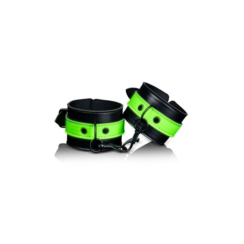 Buy OUCH! Glow In The Dark Handcuffs - Black/Glow In Dark Restraints – Naughtyhut NZ sex toys online. Discreet delivery & top brands.