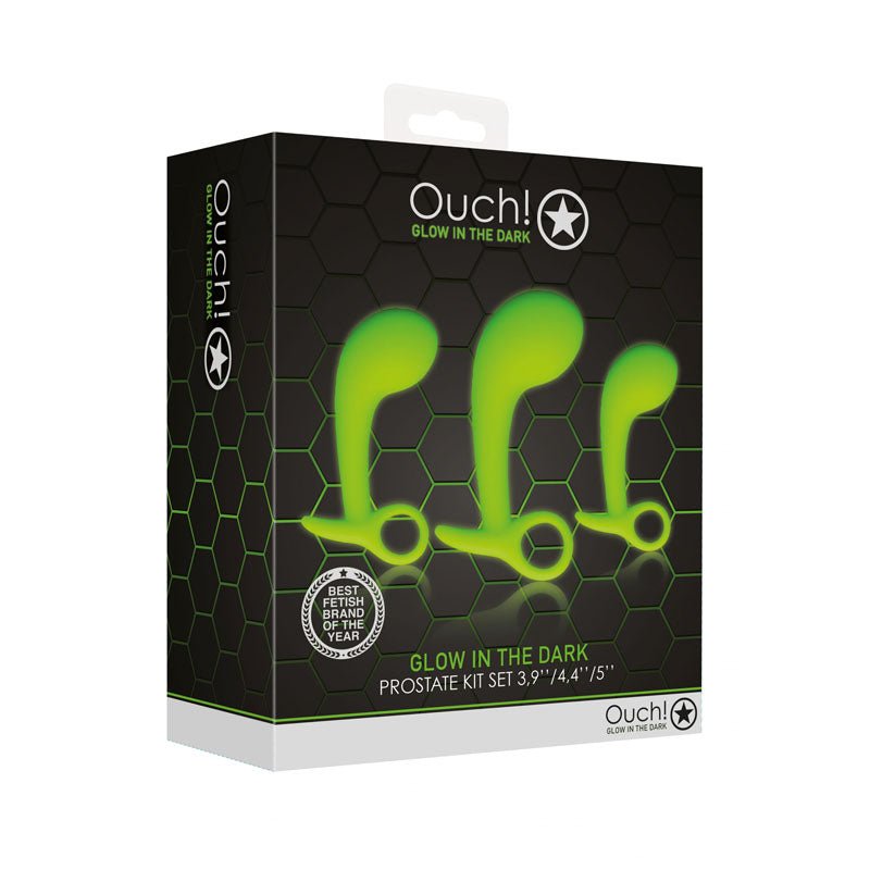 Buy OUCH! Glow In The Dark Prostate Kit - Glow in Dark Prostate Massagers - Set of 3 – Naughtyhut NZ sex toys online. Discreet delivery & top brands.