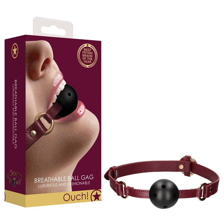 OUCH! Halo - Breathable Ball Gag - Burgundy Mouth Restraint – Sex toys NZ by Naughtyhut. Discreet delivery nationwide.