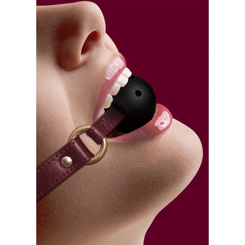 OUCH! Halo - Breathable Ball Gag - Burgundy Mouth Restraint – Sex toys NZ by Naughtyhut. Discreet delivery nationwide.