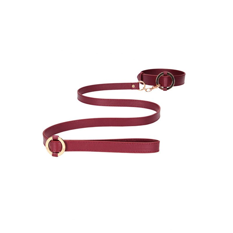 OUCH! Halo - Collar With Leash - Burgundy Restraint – Sex toys NZ by Naughtyhut. Discreet delivery nationwide.