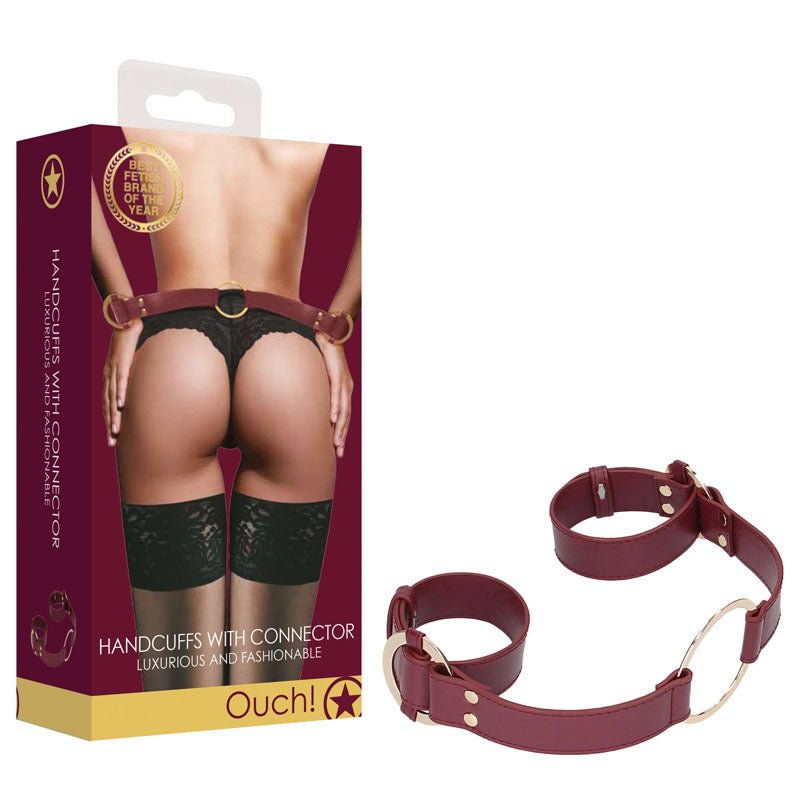 OUCH! Halo - Handcuff With Connector - Burgundy Restraint – Sex toys NZ by Naughtyhut. Discreet delivery nationwide.