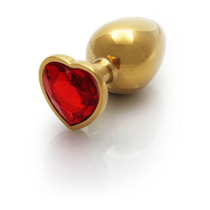 OUCH! Heart Gem Gold Butt Plug - Large - Gold 9.3 cm Large Butt Plug with Heart Gem Base – Sex toys NZ by Naughtyhut. Discreet delivery nationwide.