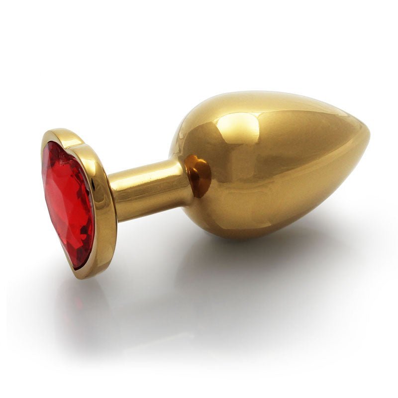 OUCH! Heart Gem Gold Butt Plug - Large - Gold 9.3 cm Large Butt Plug with Heart Gem Base – Sex toys NZ by Naughtyhut. Discreet delivery nationwide.