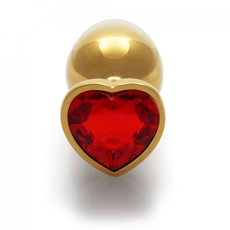 OUCH! Heart Gem Gold Butt Plug - Large - Gold 9.3 cm Large Butt Plug with Heart Gem Base – Sex toys NZ by Naughtyhut. Discreet delivery nationwide.