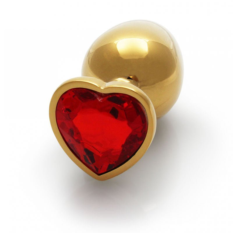 OUCH! Heart Gem Gold Butt Plug - Large - Gold 9.3 cm Large Butt Plug with Heart Gem Base – Sex toys NZ by Naughtyhut. Discreet delivery nationwide.