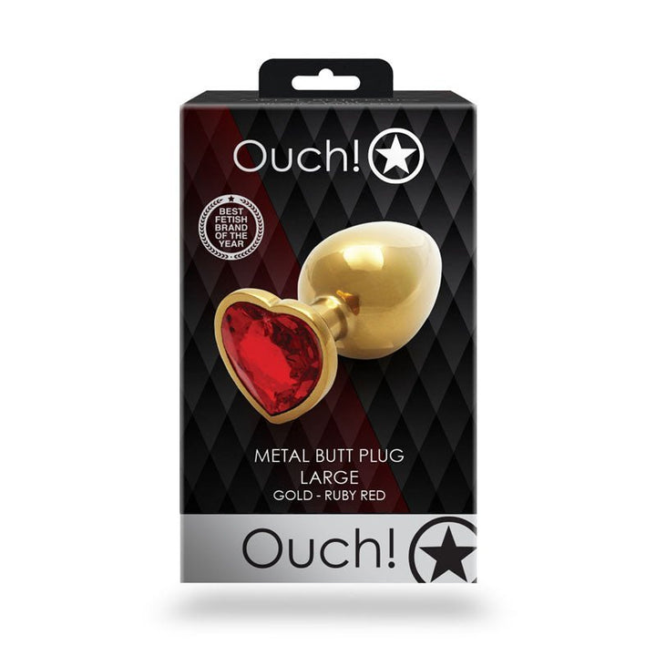 OUCH! Heart Gem Gold Butt Plug - Large - Gold 9.3 cm Large Butt Plug with Heart Gem Base – Sex toys NZ by Naughtyhut. Discreet delivery nationwide.