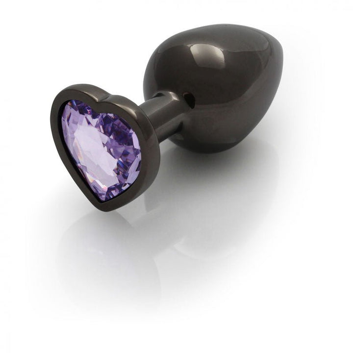 OUCH! Heart Gem Gunmetal Butt Plug - Large - Gunmetal 9.3 cm Large Butt Plug with Heart Gem Base – Sex toys NZ by Naughtyhut. Discreet delivery nationwide.