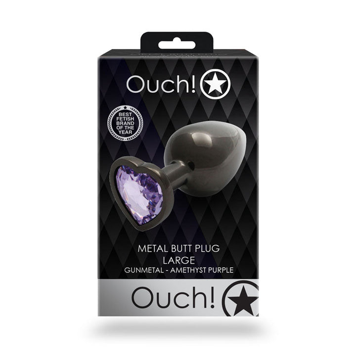 OUCH! Heart Gem Gunmetal Butt Plug - Large - Gunmetal 9.3 cm Large Butt Plug with Heart Gem Base – Sex toys NZ by Naughtyhut. Discreet delivery nationwide.