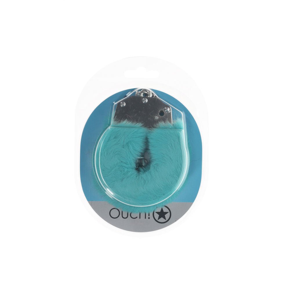 Buy OUCH! Heavy - Duty Fluffy Cuffs - Blue - Blue Fluffy Restraints – Naughtyhut NZ sex toys online. Discreet delivery & top brands.