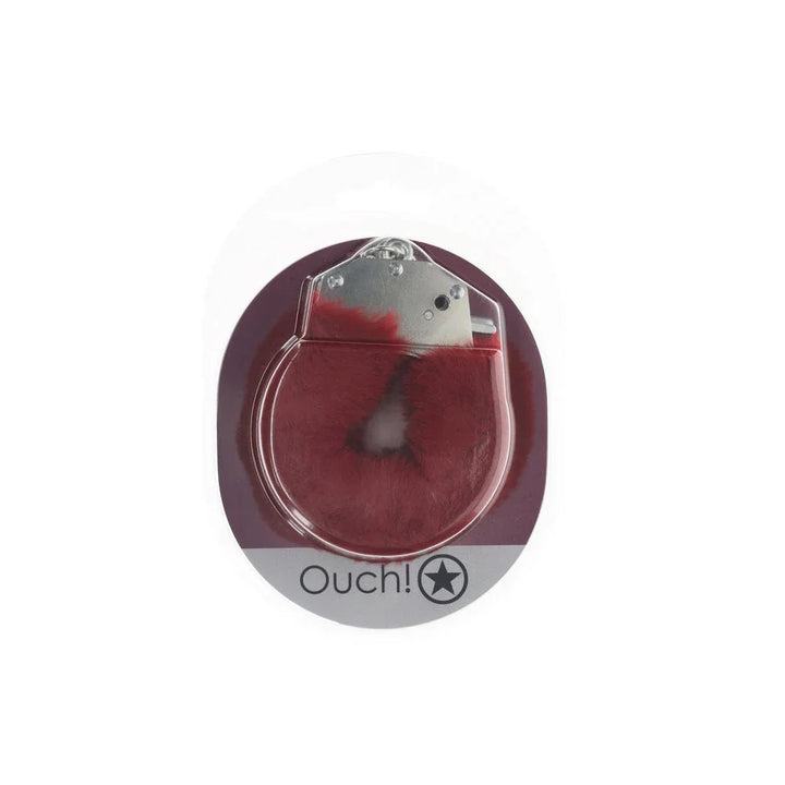 OUCH! Heavy - Duty Fluffy Cuffs - Burgundy - Burgundy Fluffy Restraints – Sex toys NZ by Naughtyhut. Discreet delivery nationwide.