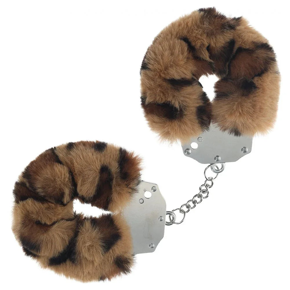 OUCH! Heavy - Duty Fluffy Cuffs - Leopard - Leopard Fluffy Restraints – Sex toys NZ by Naughtyhut. Discreet delivery nationwide.