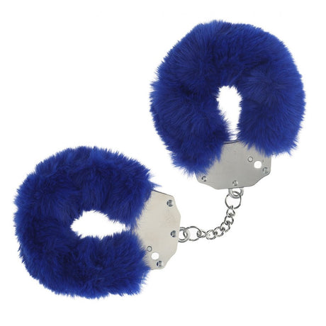Buy OUCH! Heavy - Duty Fluffy Cuffs - Navy - Navy Fluffy Restraints – Naughtyhut NZ sex toys online. Discreet delivery & top brands.