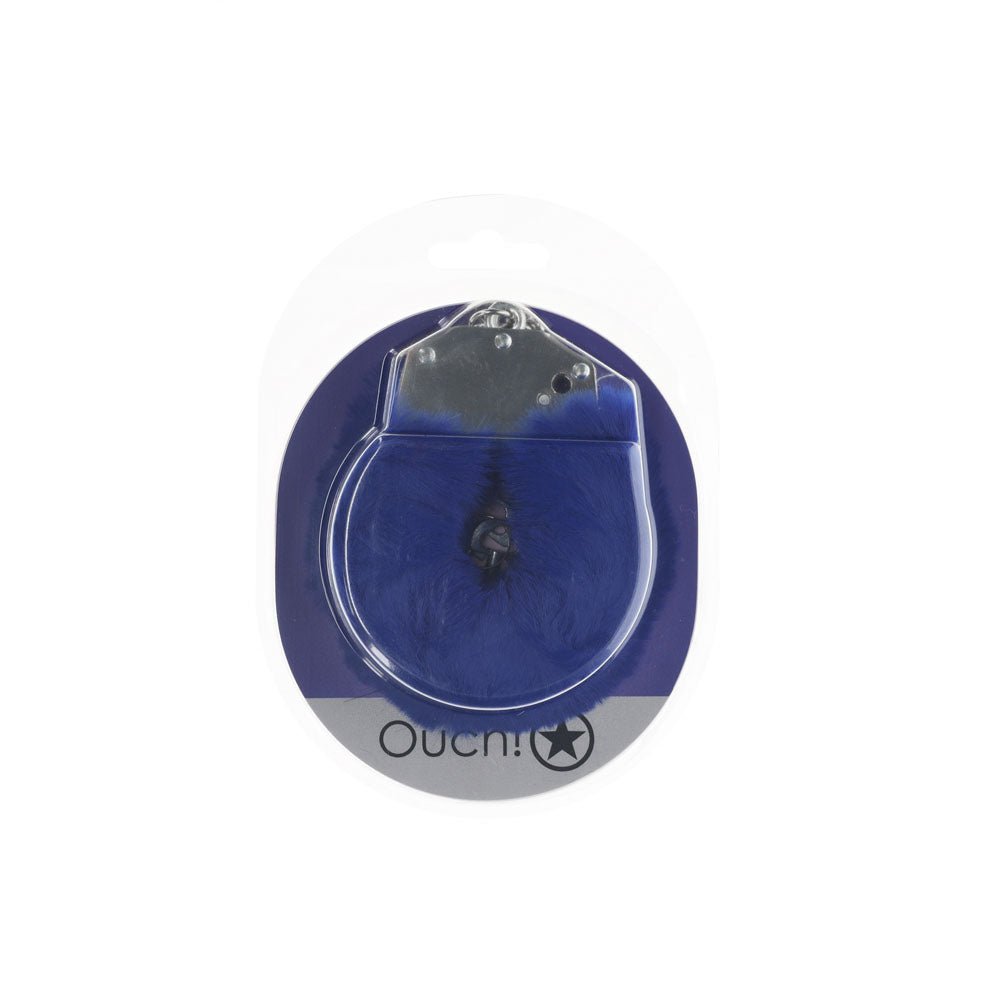 Buy OUCH! Heavy - Duty Fluffy Cuffs - Navy - Navy Fluffy Restraints – Naughtyhut NZ sex toys online. Discreet delivery & top brands.