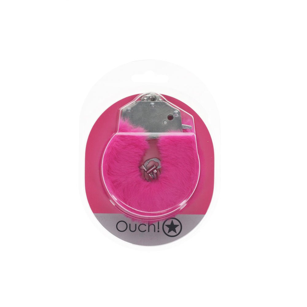 Buy OUCH! Heavy - Duty Fluffy Cuffs - Pink - Pink Fluffy Restraints – Naughtyhut NZ sex toys online. Discreet delivery & top brands.