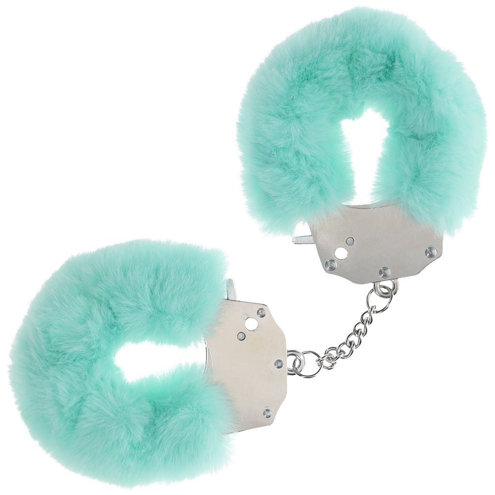Buy OUCH! Heavy - Duty Fluffy Cuffs - Powder Green - Powder Green Fluffy Restraints – Naughtyhut NZ sex toys online. Discreet delivery & top brands.