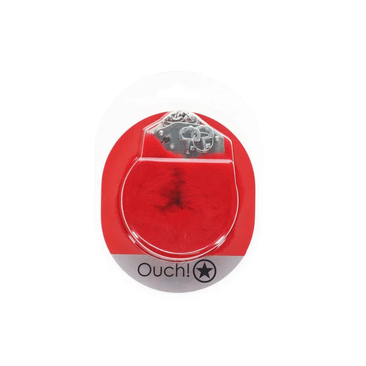 OUCH! Heavy - Duty Fluffy Cuffs - Red - Red Fluffy Restraints – Sex toys NZ by Naughtyhut. Discreet delivery nationwide.