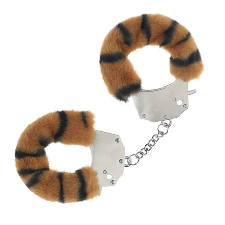 Buy OUCH! Heavy - Duty Fluffy Cuffs - Tiger - Tiger Fluffy Restraints – Naughtyhut NZ sex toys online. Discreet delivery & top brands.