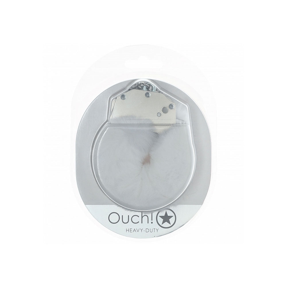 Buy OUCH! Heavy - Duty Fluffy Cuffs - White - White Fluffy Restraints – Naughtyhut NZ sex toys online. Discreet delivery & top brands.