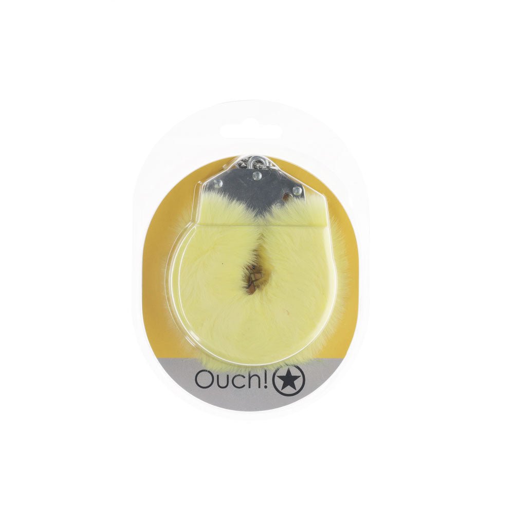 Buy OUCH! Heavy - Duty Fluffy Cuffs - Yellow - Yellow Fluffy Restraints – Naughtyhut NZ sex toys online. Discreet delivery & top brands.