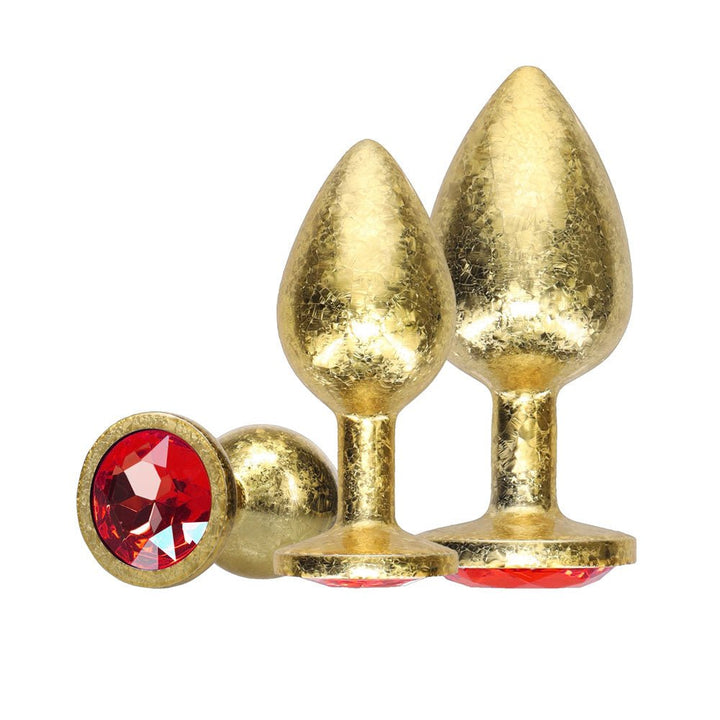 OUCH! Milan Collection - Metal Anal Plug Set - Gold - Gold Butt Plugs with Gem Bases - Set of 3 Sizes – Sex toys NZ by Naughtyhut. Discreet delivery nationwide.