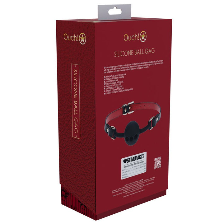OUCH! Milan Collection - Silicone Ball Gag - Black/Red Breathable Mouth Restraint – Sex toys NZ by Naughtyhut. Discreet delivery nationwide.